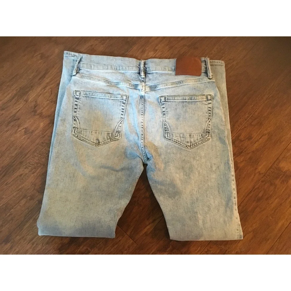 AllSaints Cigarette Slim Fit Jeans Light Wash Blue Denim Button Fly Mens 31x31